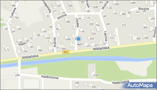 Buczkowice, Wiślańska, 765, mapa Buczkowice