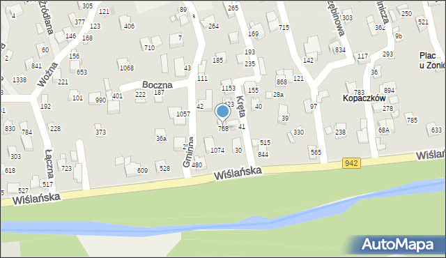 Buczkowice, Wiślańska, 768, mapa Buczkowice