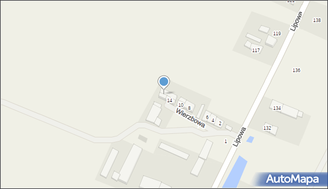 Bukowie, Wierzbowa, 14a, mapa Bukowie