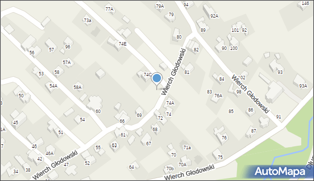 Bukowina Tatrzańska, Wierch Głodowski, 74b, mapa Bukowina Tatrzańska