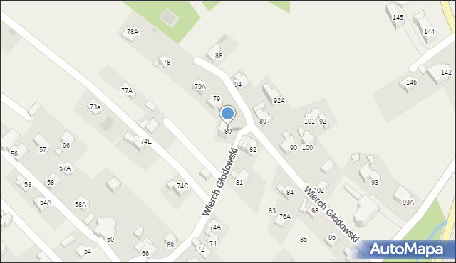 Bukowina Tatrzańska, Wierch Głodowski, 80, mapa Bukowina Tatrzańska