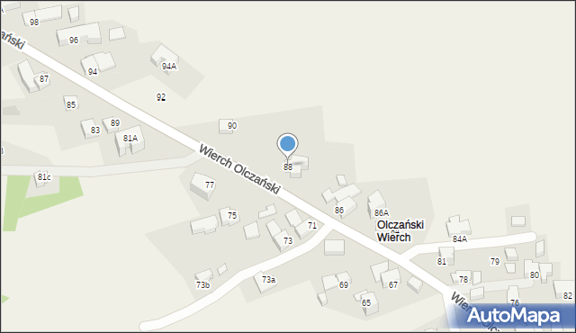 Bukowina Tatrzańska, Wierch Olczański, 88, mapa Bukowina Tatrzańska