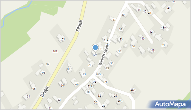 Bukowina Tatrzańska, Wierch Spiski, 27, mapa Bukowina Tatrzańska