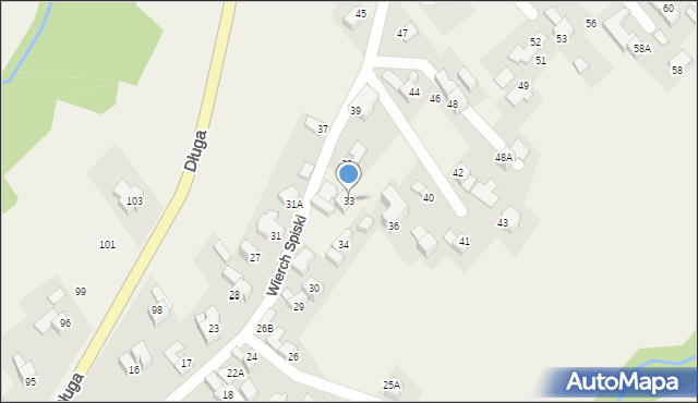 Bukowina Tatrzańska, Wierch Spiski, 33, mapa Bukowina Tatrzańska