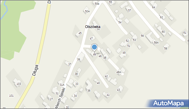 Bukowina Tatrzańska, Wierch Spiski, 44, mapa Bukowina Tatrzańska