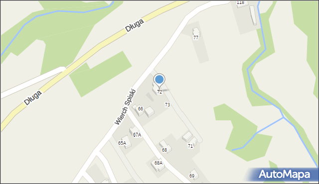 Bukowina Tatrzańska, Wierch Spiski, 72, mapa Bukowina Tatrzańska