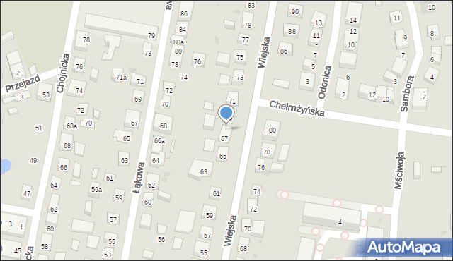 Bydgoszcz, Wiejska, 67a, mapa Bydgoszczy