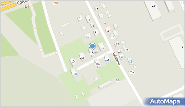 Bydgoszcz, Wiślana, 10a, mapa Bydgoszczy