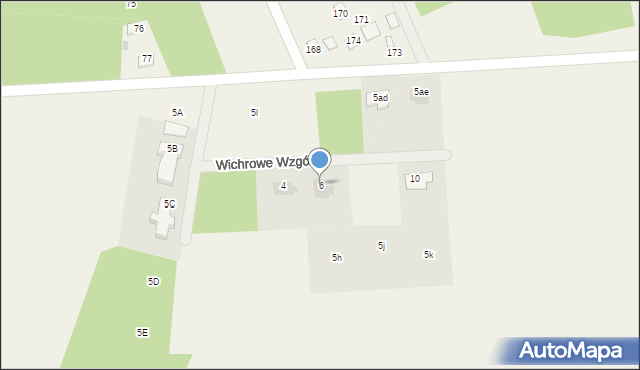 Byszewy, Wichrowe Wzgórza, 6, mapa Byszewy