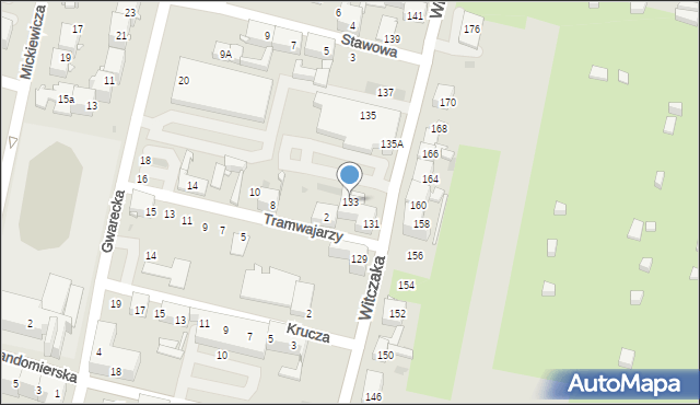 Bytom, Witczaka Stanisława, 133, mapa Bytomia