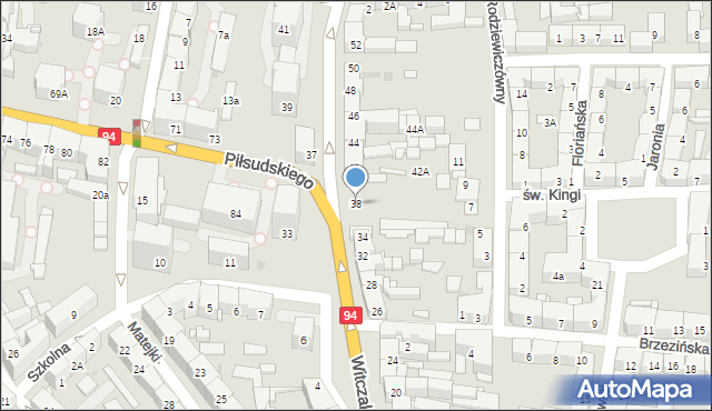 Bytom, Witczaka Stanisława, 38, mapa Bytomia