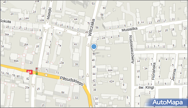 Bytom, Witczaka Stanisława, 50, mapa Bytomia