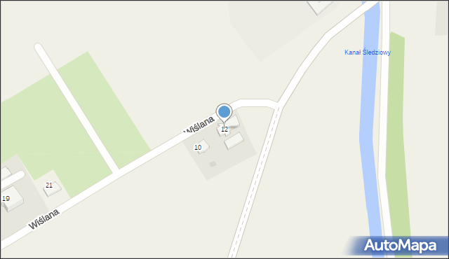 Cedry Małe, Wiślana, 12, mapa Cedry Małe