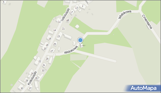 Cedynia, Widokowa, 1, mapa Cedynia