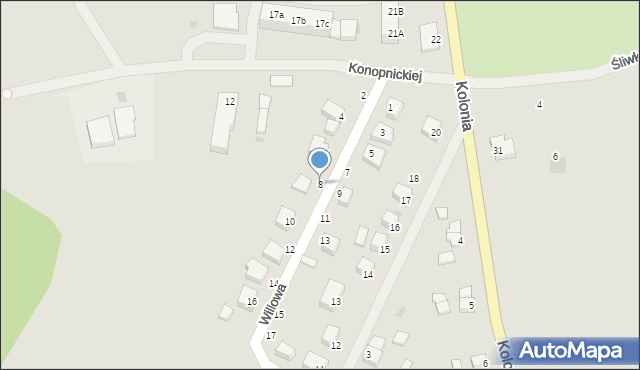 Cedynia, Willowa, 8, mapa Cedynia