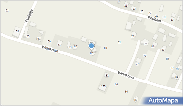 Celiny, Widokowa, 67, mapa Celiny