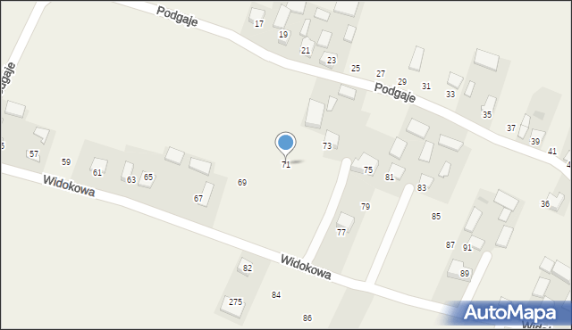 Celiny, Widokowa, 71, mapa Celiny