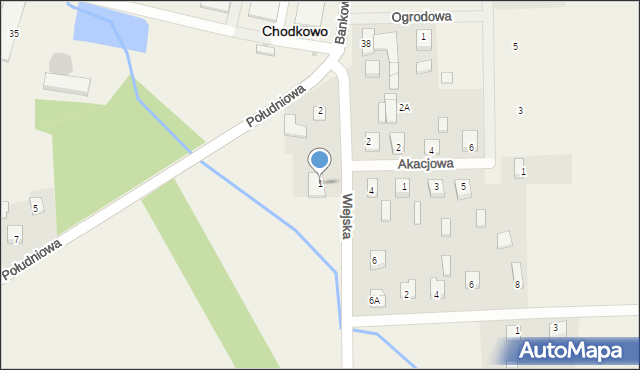 Chodkowo, Wiejska, 1, mapa Chodkowo