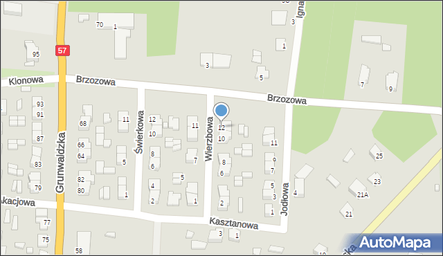 Chorzele, Wierzbowa, 12, mapa Chorzele