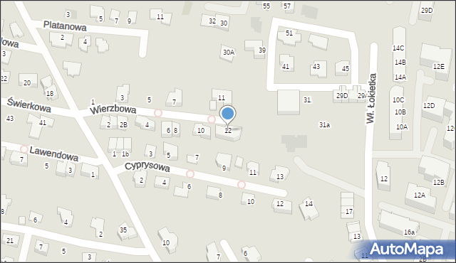 Chorzów, Wierzbowa, 12, mapa Chorzów