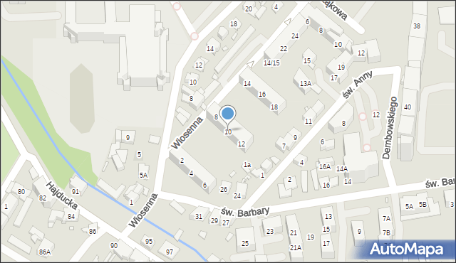 Chorzów, Wiosenna, 10, mapa Chorzów