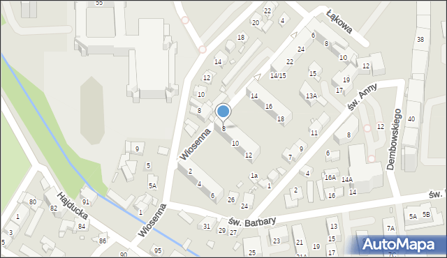 Chorzów, Wiosenna, 8, mapa Chorzów