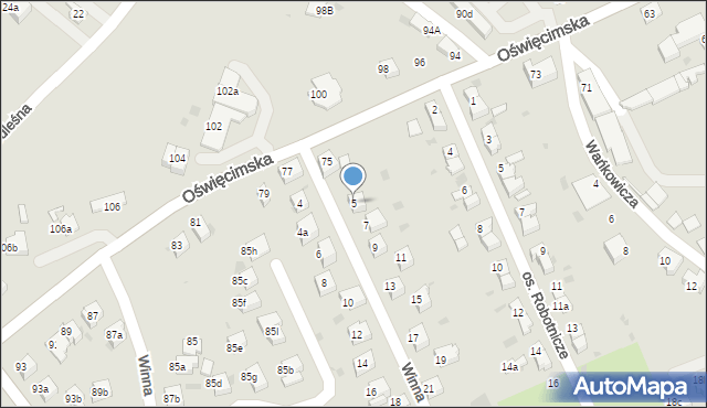 Chrzanów, Winna, 5, mapa Chrzanów