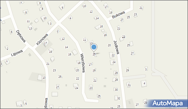 Chrzanowo, Wierzbowa, 15, mapa Chrzanowo