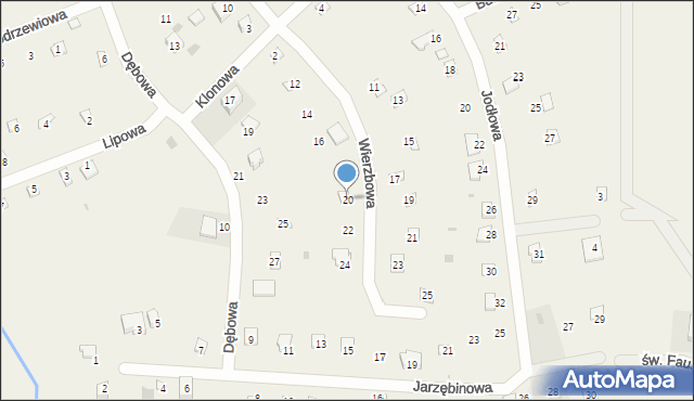 Chrzanowo, Wierzbowa, 20, mapa Chrzanowo