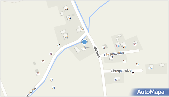 Chrząstowice, Wiślana, 18, mapa Chrząstowice