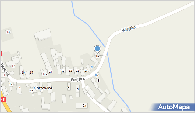 Chrzowice, Wiejska, 9a, mapa Chrzowice