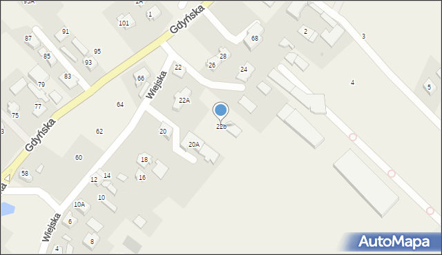 Chwaszczyno, Wiejska, 22b, mapa Chwaszczyno