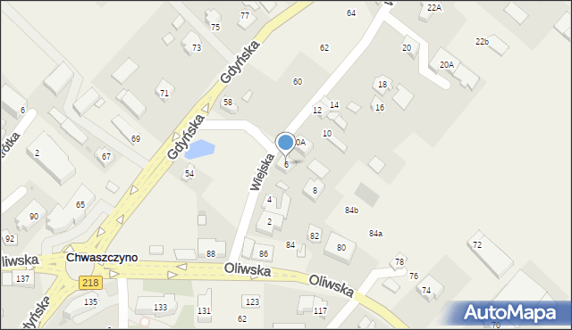 Chwaszczyno, Wiejska, 6, mapa Chwaszczyno
