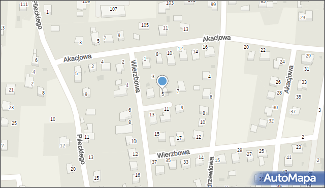 Chybie, Wierzbowa, 5, mapa Chybie