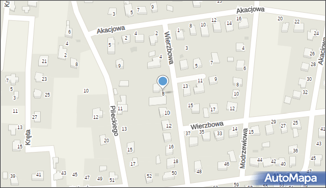 Chybie, Wierzbowa, 8, mapa Chybie