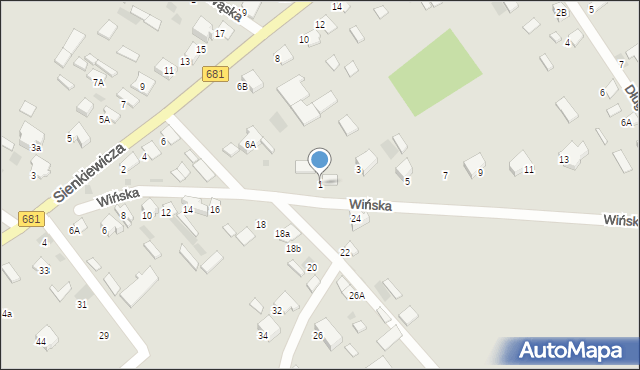 Ciechanowiec, Wińska, 1, mapa Ciechanowiec