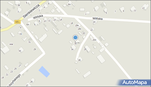 Ciechanowiec, Wińska, 32, mapa Ciechanowiec