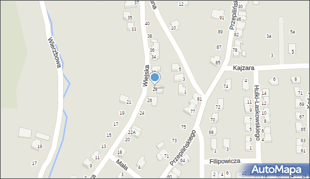 Cieszyn, Wiejska, 28, mapa Cieszyna