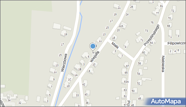 Cieszyn, Wiejska, 7, mapa Cieszyna