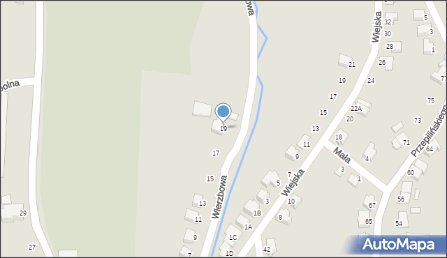 Cieszyn, Wierzbowa, 19, mapa Cieszyna