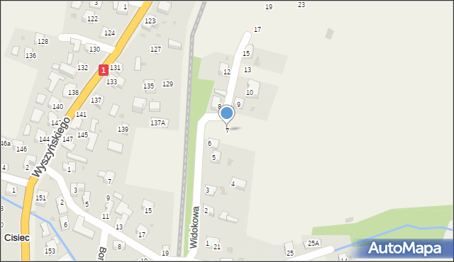 Cisiec, Widokowa, 7, mapa Cisiec