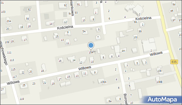 Ćmiłów, Willowa, 10A, mapa Ćmiłów