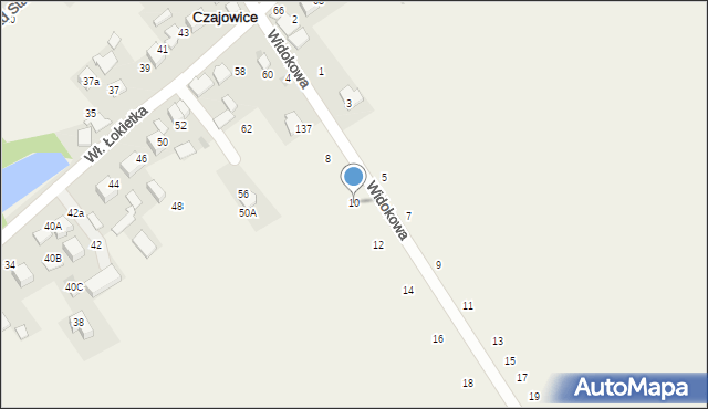 Czajowice, Widokowa, 10, mapa Czajowice