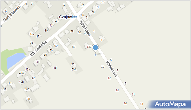 Czajowice, Widokowa, 8, mapa Czajowice