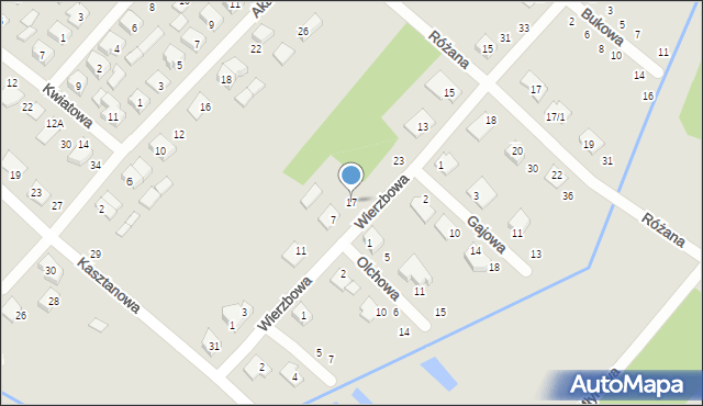 Czarna Białostocka, Wierzbowa, 17, mapa Czarna Białostocka