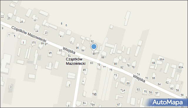 Cząstków Polski, Wiejska, 90, mapa Cząstków Polski