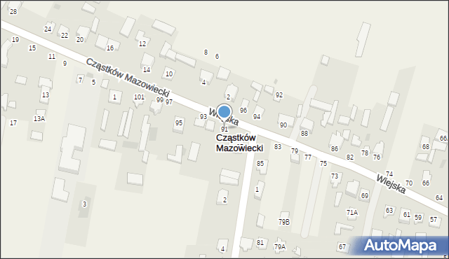 Cząstków Polski, Wiejska, 91, mapa Cząstków Polski