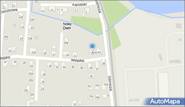 Czechowice-Dziedzice, Wiejska, 33, mapa Czechowic-Dziedzic