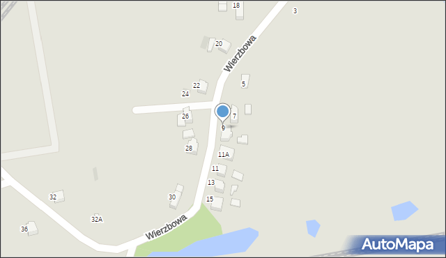Czechowice-Dziedzice, Wierzbowa, 9, mapa Czechowic-Dziedzic