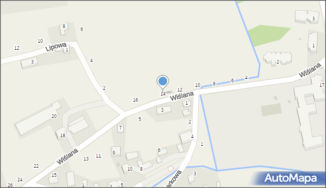 Czernichów, Wiślana, 14, mapa Czernichów